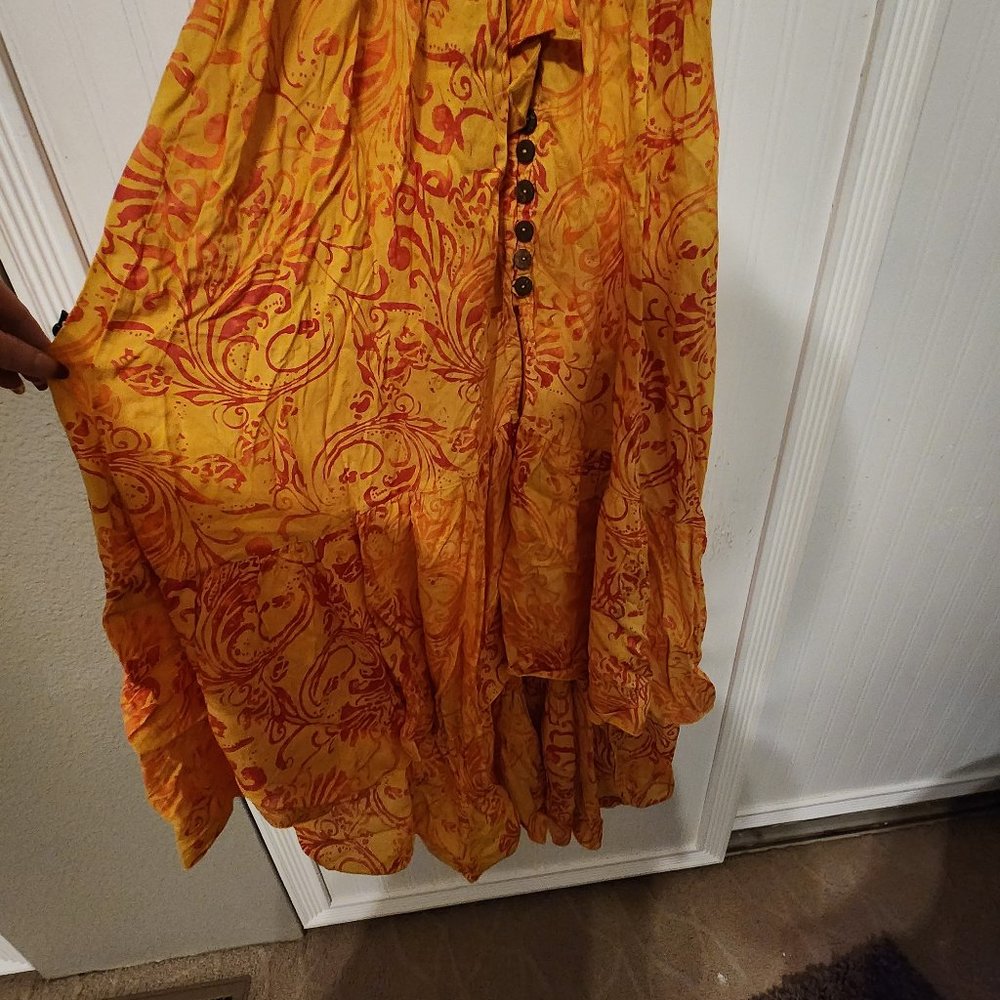 TIARE HAWAII Yellow Orange Button Front Open Back Hi Low Dress, Coverup -NWT - Picture 6 of 10